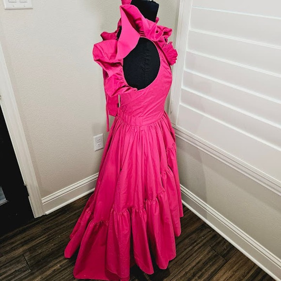 Hot Pink Ruffle Barbiecore High-low Dress - Picture 3 of 3
